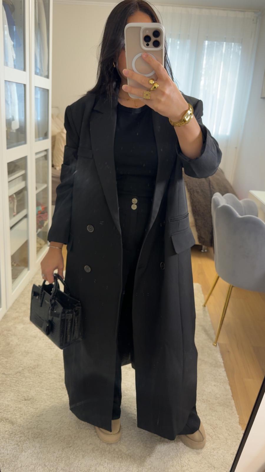 Veste Elina - ultra longue Noire