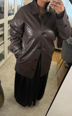 Veste similicuir mi-longue - Choco