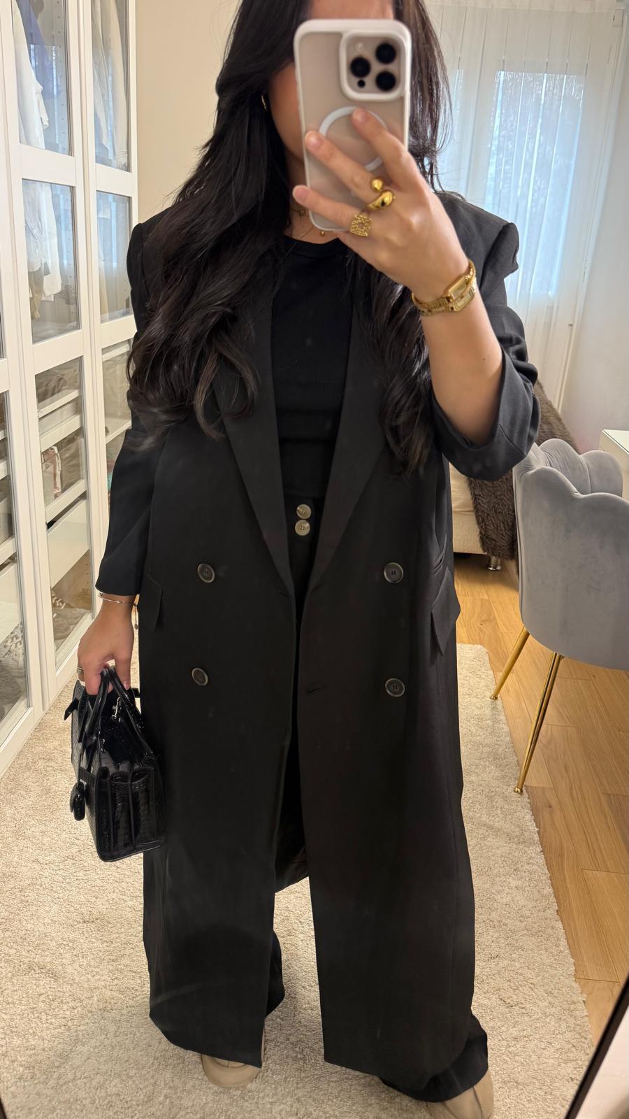 Veste Elina - ultra longue Noire