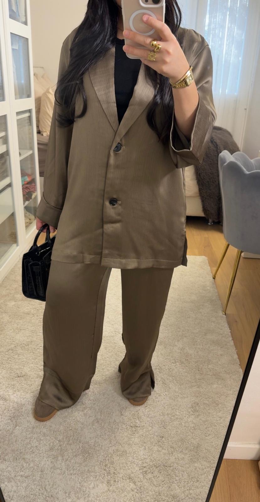 Ensemble Nora - Brun Taupe satiné