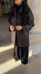 Veste similicuir mi-longue - Choco