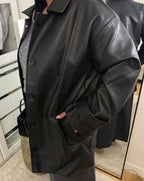 Veste similicuir mi-longue - Noir