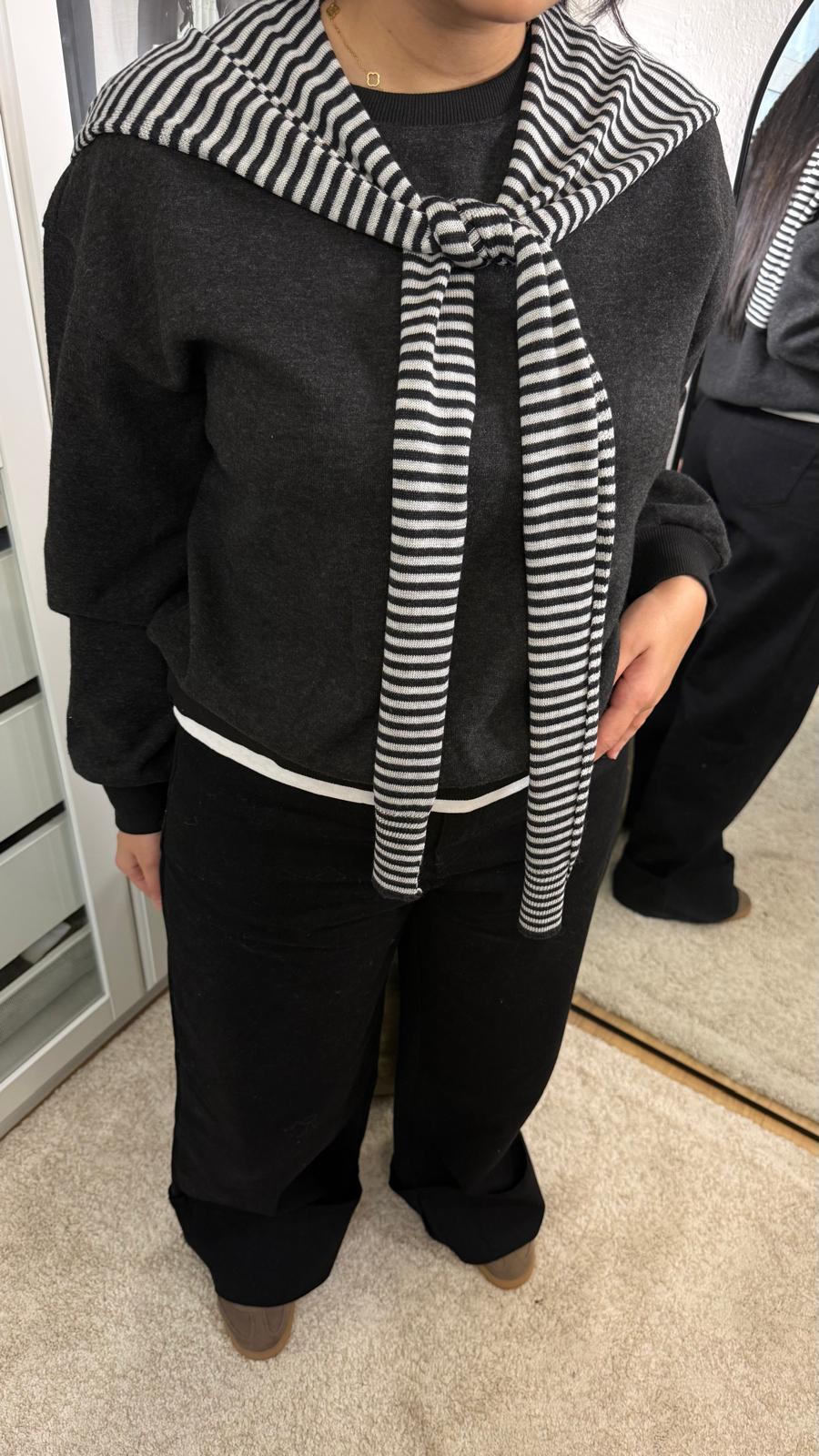 Pull Noraé - Duo Stripes Noir & Gris