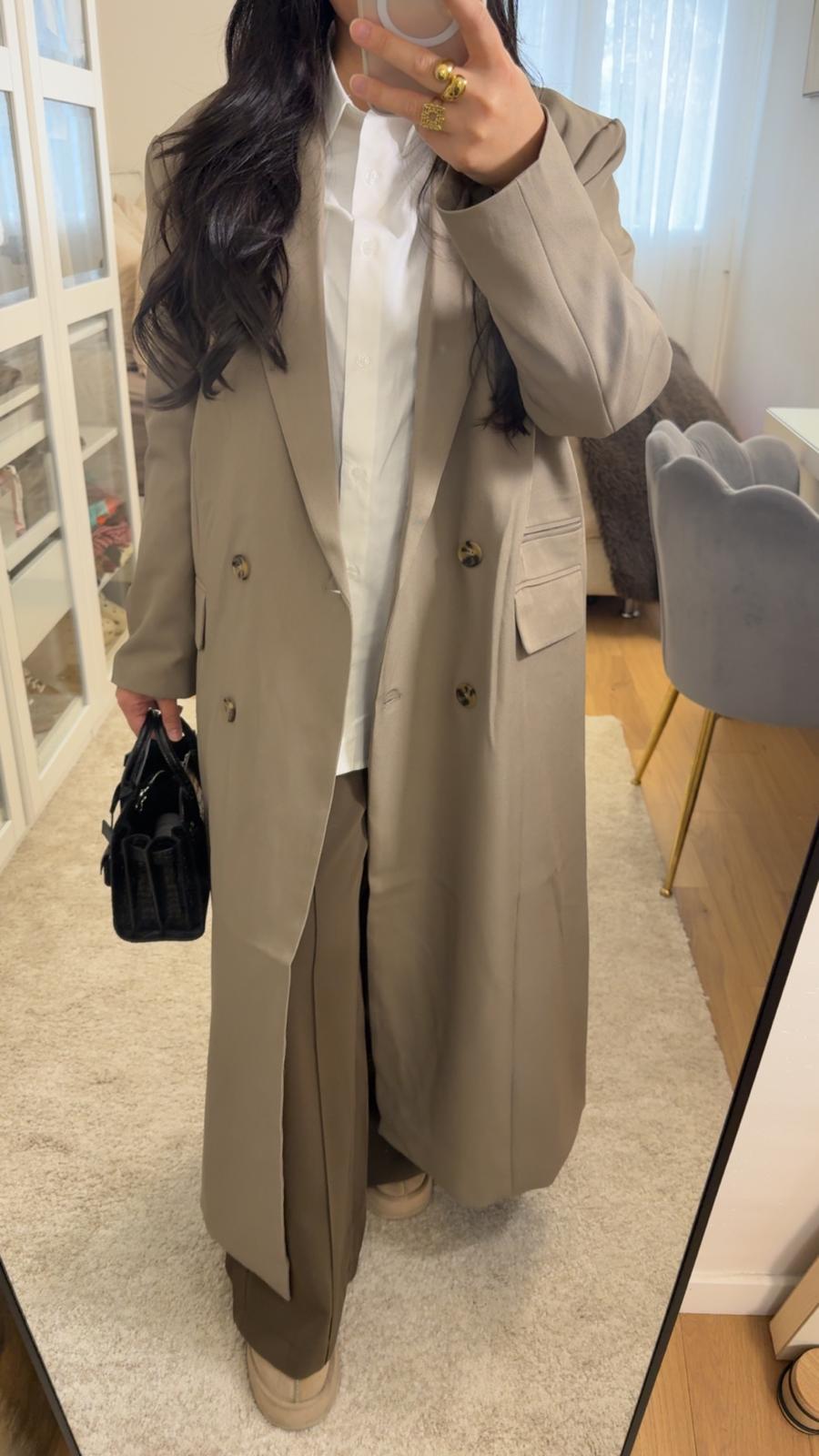 Veste Elina - ultra longue Taupe