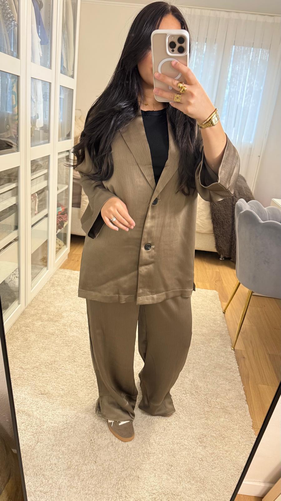 Ensemble Nora - Brun Taupe satiné