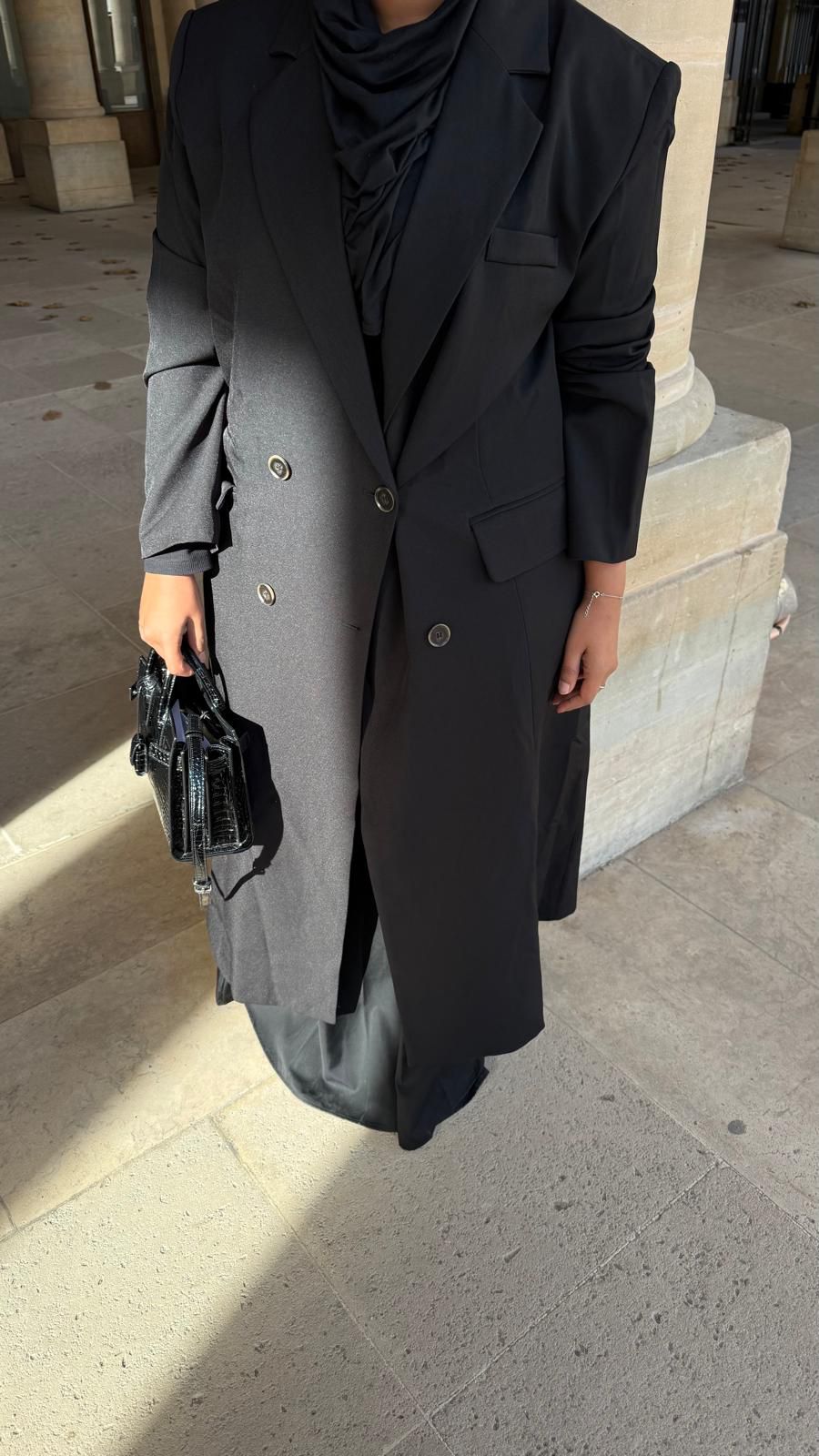 Veste Elina - ultra longue Noire