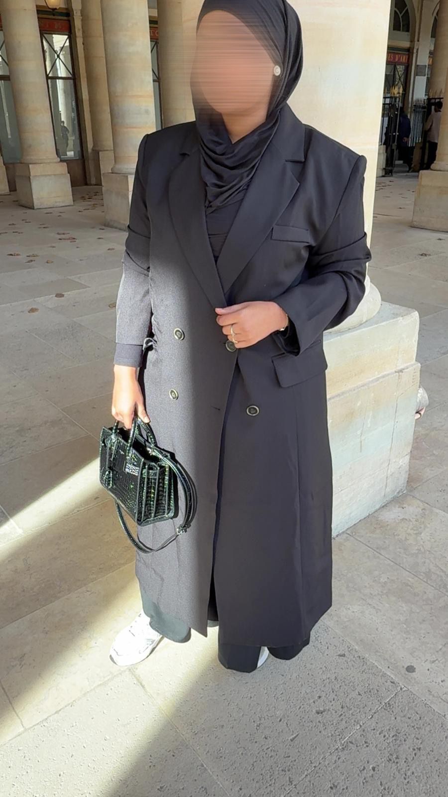 Veste Elina - ultra longue Noire