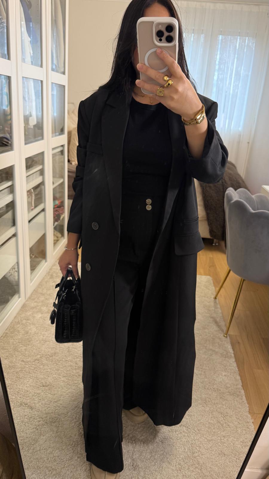 Veste Elina - ultra longue Noire