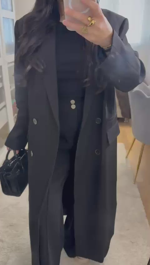 Veste Elina - ultra longue Noire