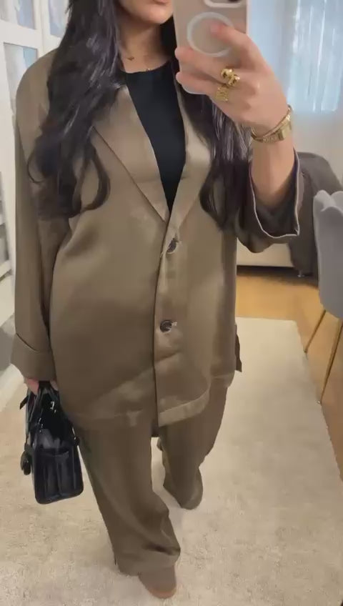 Ensemble Nora - Brun Taupe satiné